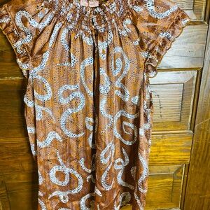 Beautiful Ruffle Sleeveless Snake Print Blouse